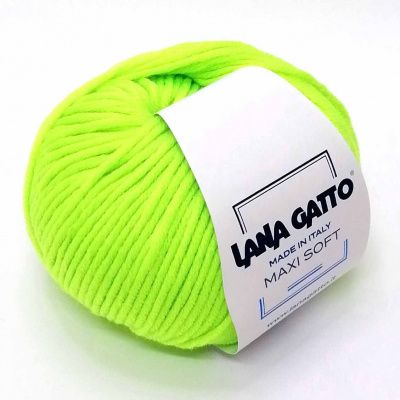 Lana Gatto Maxi Soft ( А1783  зеленое яблоко неон, ) 100% меринос экстрафайн 50 г/90 м